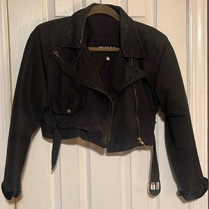 90s Cropped Genuine Leather Jacket